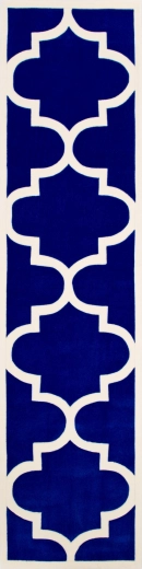 Chodnik 'Fez II' z akrylu  <br>z marokańskim wzorem <br>niebieski - biały